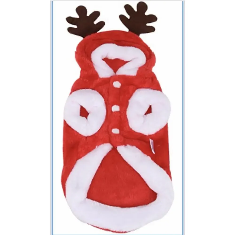 Dog Christmas Costume Reindeer Santa , Red M New
